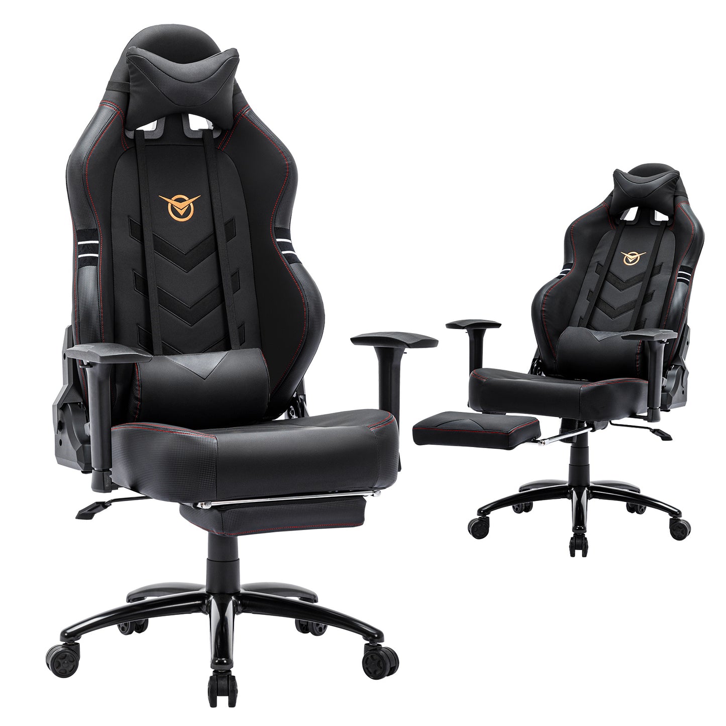 Reclining Gaming Chair with Retractable Footrest
