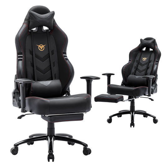 Reclining Gaming Chair with Retractable Footrest