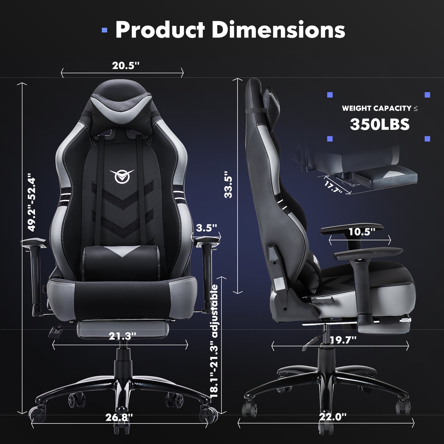 Reclining Gaming Chair with Retractable Footrest