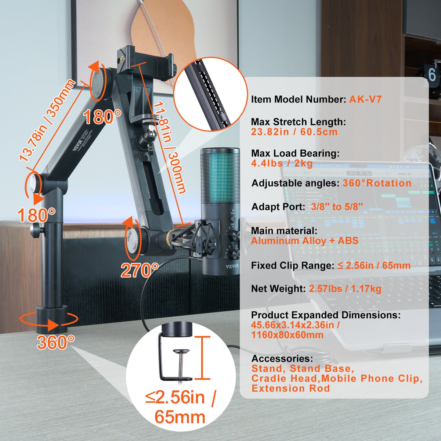 VEVOR Microphone Boom Arm With Desk Mount